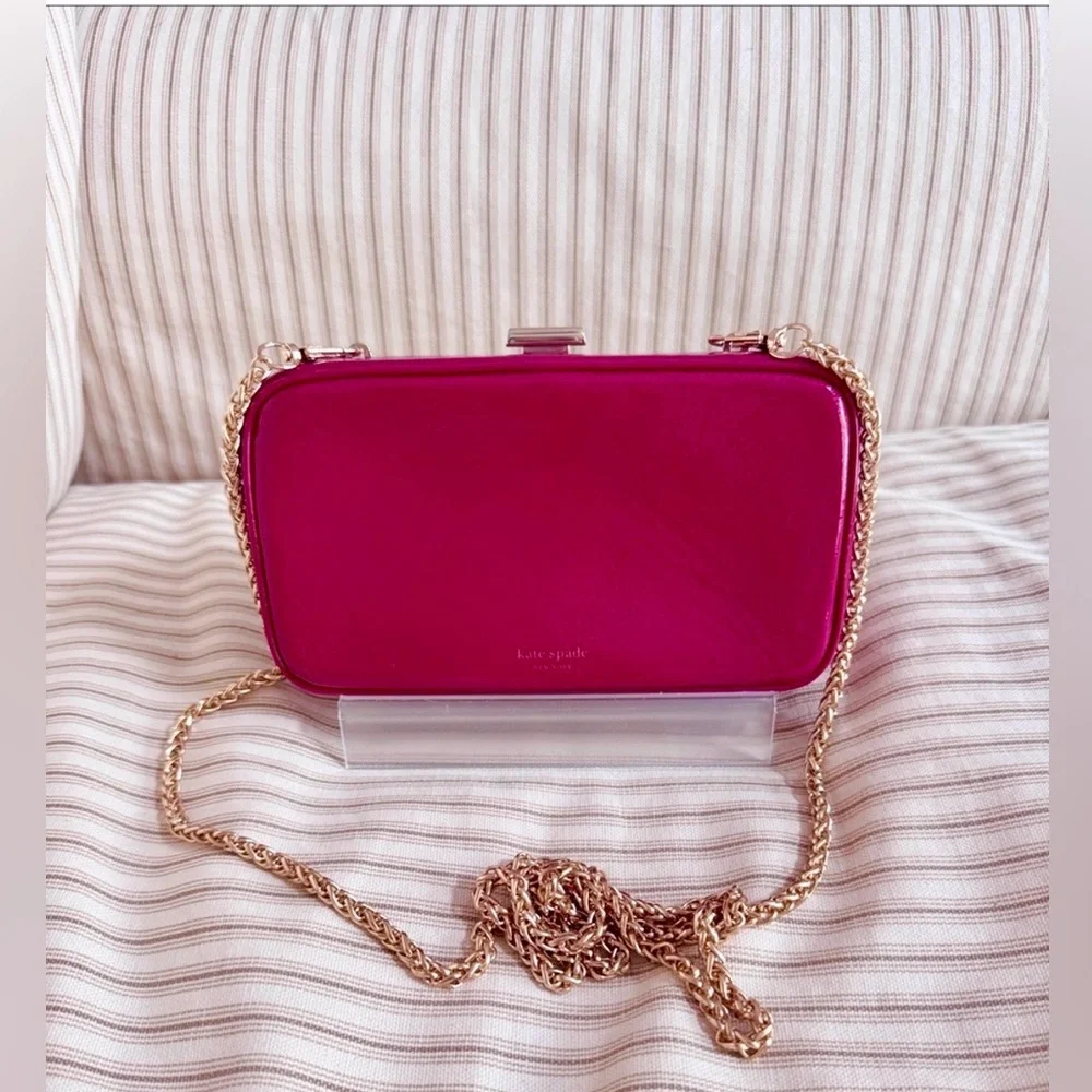 kate spade Hot Pink & Gold Chain Crossbody purse